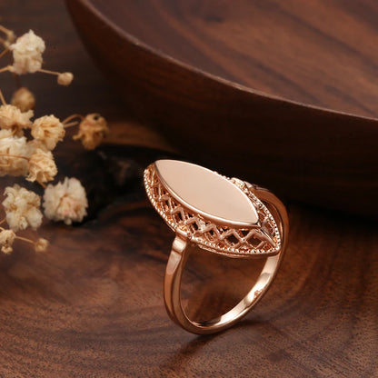 Kinel Hot Fashion Glossy Necklace Earrings Ring for Women 585 Rose Gold Simple Weaving Rhombus Ethnic Bride Wedding Jewelry Sets