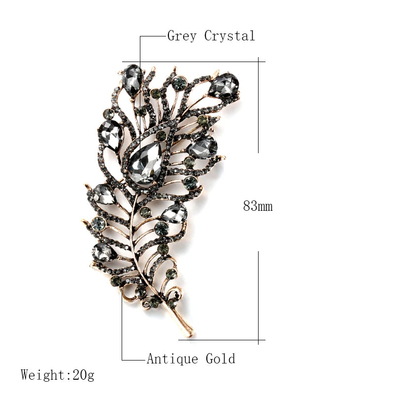 Kinel Vintage Gray Crystal Flower Turkish Brooch Pin For Women Gold Plating Arabesque Rhinestone Brooch Lapel Scarf Broches