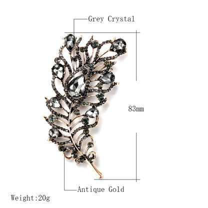 Kinel Vintage Gray Crystal Flower Turkish Brooch Pin For Women Gold Plating Arabesque Rhinestone Brooch Lapel Scarf Broches