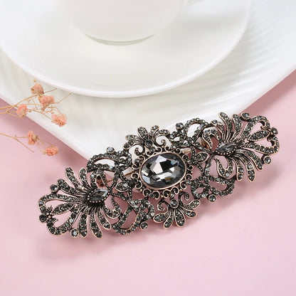 Kinel Hot Gray Crystal Flower Brooch Pin For Women Antique Gold Ethnic Pattern Big Brooch Lapel Scarf Broches Vintage Jewelry