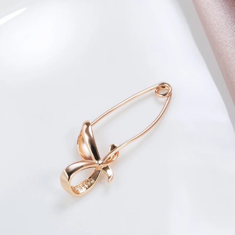 Kinel New 585 Rose Gold Women Brooch Fashion Wedding Jewelry Unique Creative Hollow Metal Bowknot Boutonniere Fine Hot Brooch