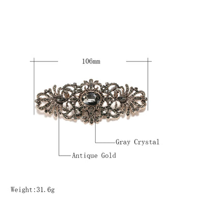 Kinel Hot Gray Crystal Flower Brooch Pin For Women Antique Gold Ethnic Pattern Big Brooch Lapel Scarf Broches Vintage Jewelry