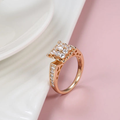 Kinel Luxury 585 Rose Gold Ethnic Bride Wedding Big Ring Fine Crystal Flower Natural Zircon Rings for Women Vintage Jewelry