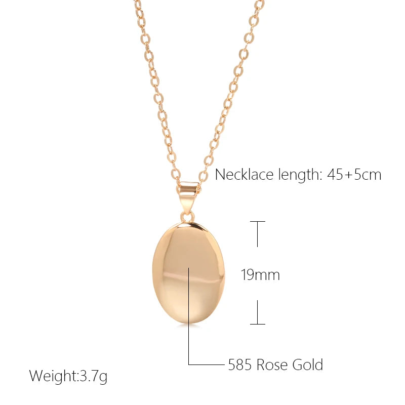 Kinel Hot Simple Oval Glossy Pendant Necklace Fashion 585 Rose Gold Color Women Charm Pendant High Quality Daily Fine Jewelry