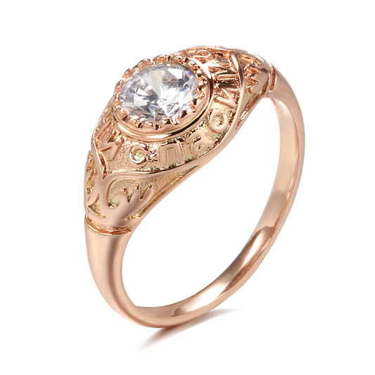 Kinel Hot 585 Rose Gold Faith Ring Micro-wax Inlay Natural Zircon Rings Women Fine Religious Jewelry