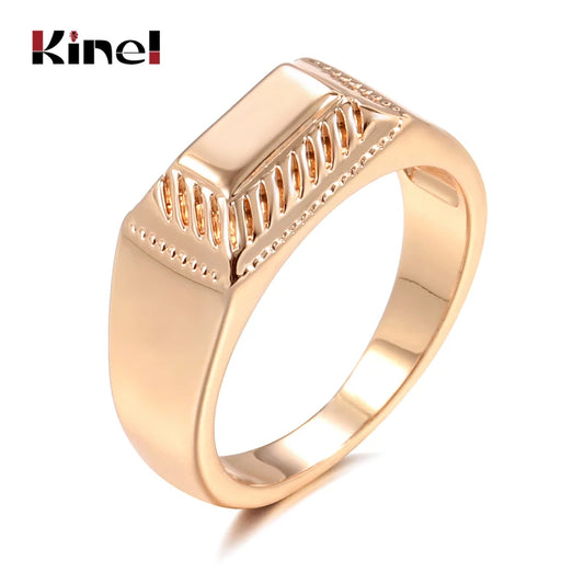 Kinel Hot Fashion Glossy Dangle Ring 585 Rose Gold Simple Square Ring For Women Men High Quality Daily Fine Jewelry 2021 New