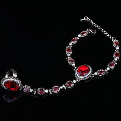 New 2021 Red Glass Bracelets For Women From India Jewelry Gold Color White Crystal Oval Glass Accessories