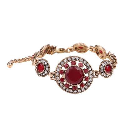 Hot 2021 Bohemian Bracelets For Women Tibetan Alloy Red Resin Gold Color Bangle Retro Turkey Royal Jewelry