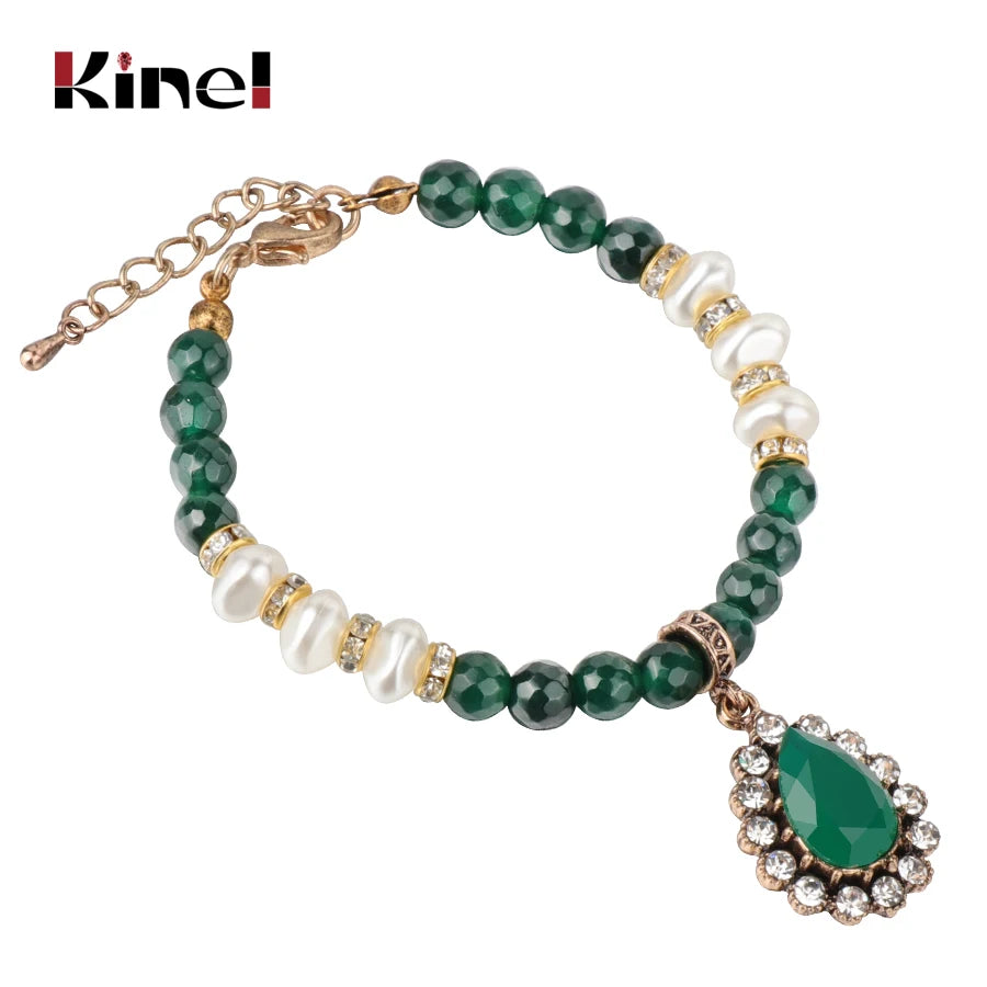 Kinel Original Design Vintage Natural Stone Bracelet For Women New Bead Pearl Charms Wrap Bracelets 2019 Femme Fashion Jewelry