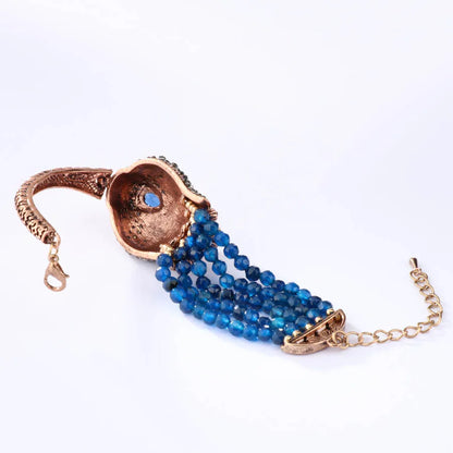 Kinel Natural Stone Crystal Beads Bracelet For Women Antique Gold Covered With Crystal Blue Punk Rock Bracelet Gift