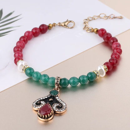 Kinel Retro DIY Handmade Jewelry Natural Stone Charm Bracelet Women Strand Yoga Chakra Prayer Mala Buddha Bracelet