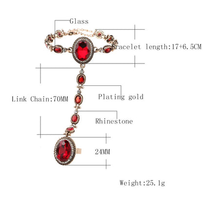 New 2021 Red Glass Bracelets For Women From India Jewelry Gold Color White Crystal Oval Glass Accessories