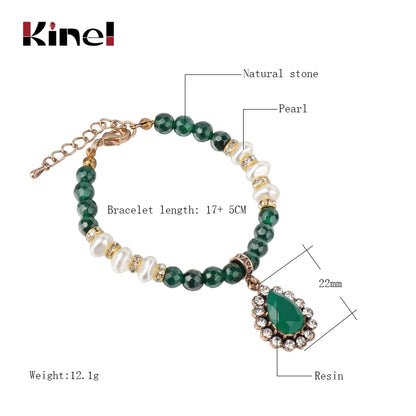 Kinel Original Design Vintage Natural Stone Bracelet For Women New Bead Pearl Charms Wrap Bracelets 2019 Femme Fashion Jewelry