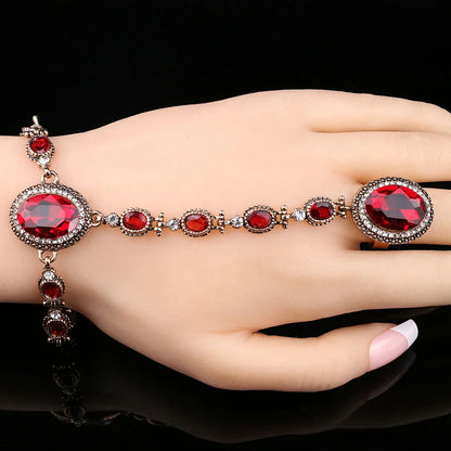 New 2021 Red Glass Bracelets For Women From India Jewelry Gold Color White Crystal Oval Glass Accessories