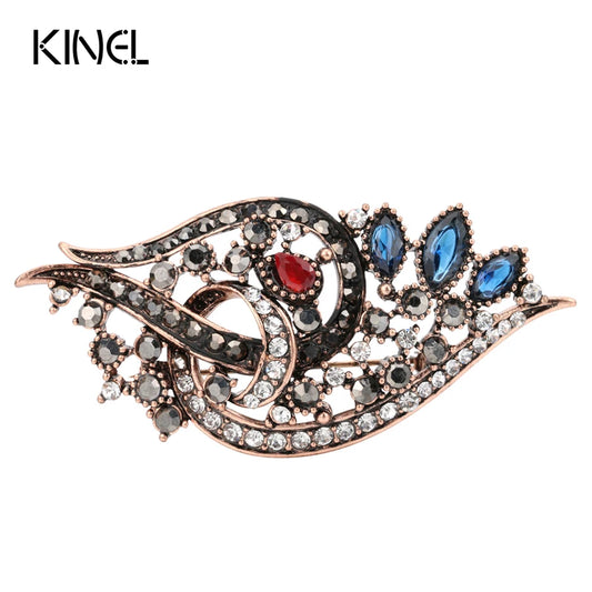 Kinel Latest Style Vintage Brooch Corsage Pins Crystal Turkish Jewelery Love Girls Women Delicate Gifts Bule Broches