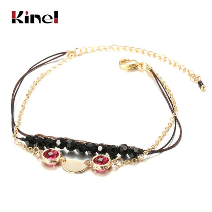 Kinel Vintage Crystal Beads Bracelet For Women Korean Handmade Beaded Flower Bangles Bracelet 2020 Charms Fashion Jewelry