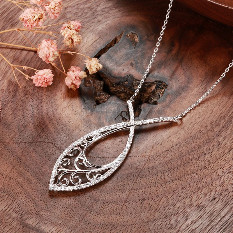 Kinel New Tibetan Silver Necklace for Women Micro Wax Inlay Natural Zircon Hollow Flower Pendant Necklace Ethnic Wedding Jewelry