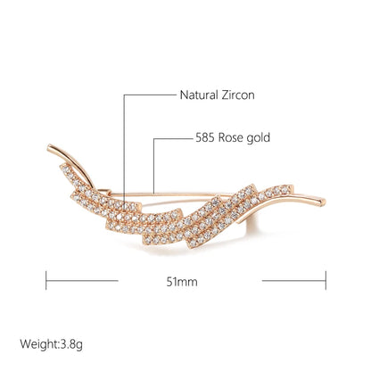 Kinel New 585 Rose Gold Fine Brooch for Women Creative Fashion Wedding Jewelry Unique Hollow Natural Zircon Boutonniere 2022 Hot