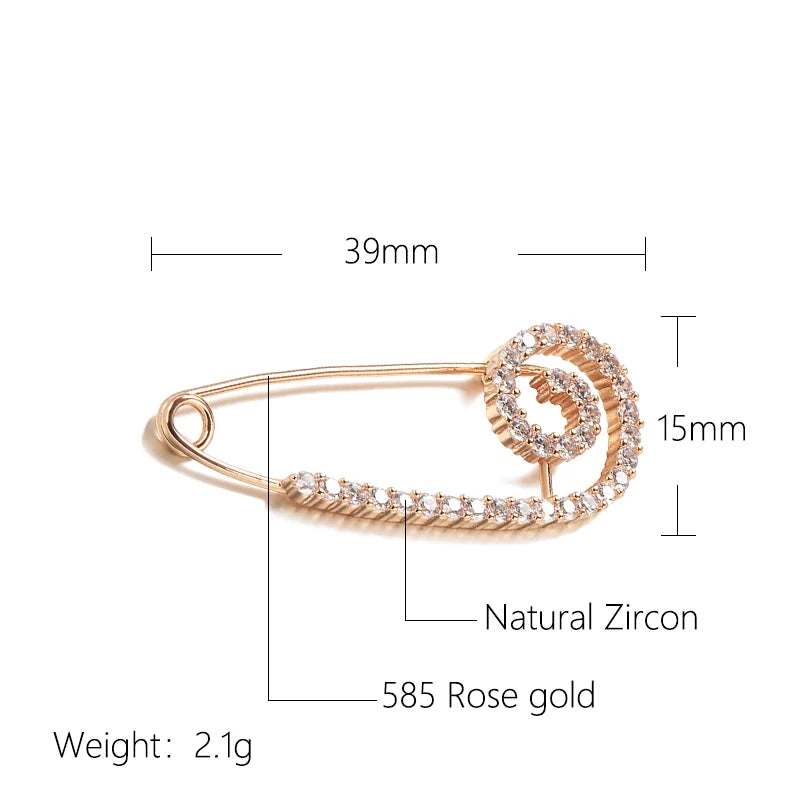 Kinel New 585 Rose Gold Fine Brooch for Women Creative Fashion Wedding Jewelry Unique Hollow Natural Zircon Boutonniere 2022 Hot