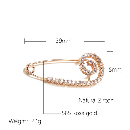 Kinel New 585 Rose Gold Fine Brooch for Women Creative Fashion Wedding Jewelry Unique Hollow Natural Zircon Boutonniere 2022 Hot