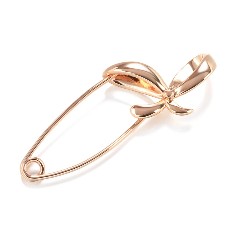 Kinel New 585 Rose Gold Women Brooch Fashion Wedding Jewelry Unique Creative Hollow Metal Bowknot Boutonniere Fine Hot Brooch