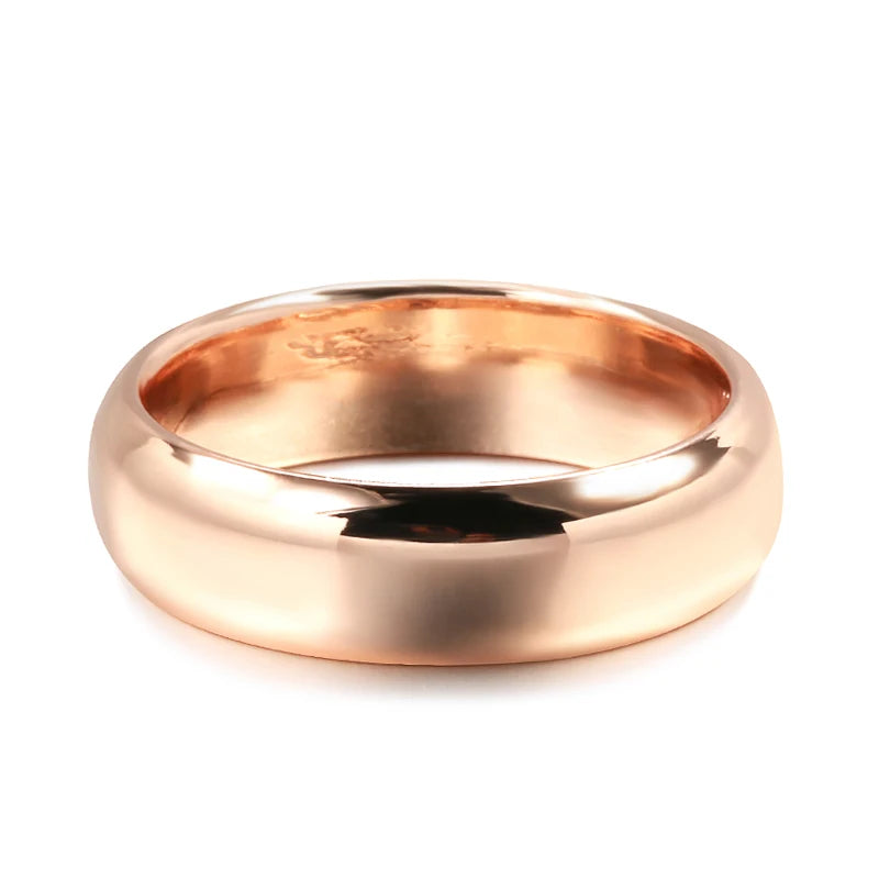 Kinel Hot Fashion Glossy Men Ring 585 Rose Gold Simple Round Ring For Women High Quality Daily Fine Jewelry