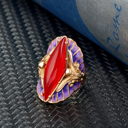 Kinel Hot Purple Enamel Colorful Stone Big Ring For Women Fashion Gold Mermaid Queen Ring Engagement Party Jewelry Drop Shipping