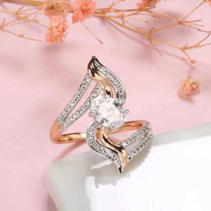 Kinel New Natural Zircon Flowers Rings 585 Rose Gold Micro-wax Inlay Zircon Women Rings Fashion Wedding Fine Jewelry