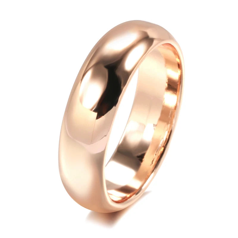 Kinel Hot Fashion Glossy Men Ring 585 Rose Gold Simple Round Ring For Women High Quality Daily Fine Jewelry