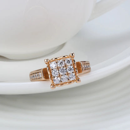 Kinel Luxury 585 Rose Gold Ethnic Bride Wedding Big Ring Fine Crystal Flower Natural Zircon Rings for Women Vintage Jewelry