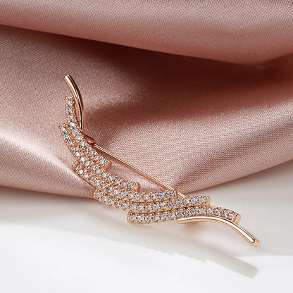 Kinel New 585 Rose Gold Fine Brooch for Women Creative Fashion Wedding Jewelry Unique Hollow Natural Zircon Boutonniere 2022 Hot