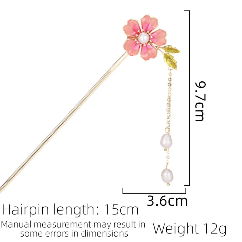 SUYU Women's Light Luxury Design Flower Hairpin New Simulation Pearl Tassel Accessories Clothing Hairpin Headwear