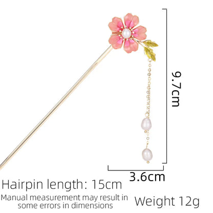 SUYU Women's Light Luxury Design Flower Hairpin New Simulation Pearl Tassel Accessories Clothing Hairpin Headwear