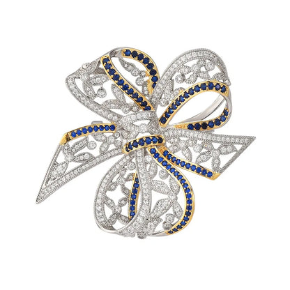 Winter New Women's Luxury Brooch Small Bow Flower Design Brooch Zircon Micro Inlaid Pins Holiday Gift