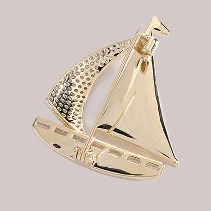 SUYU Creative Design Of Autumn And Winter Clothing Sailboat Brooch Artificial Mother Shell Copper Micro Inlaid Zircon Brooch