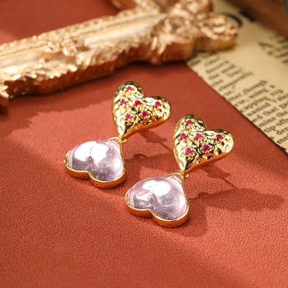 SUYU New Heart-Shaped Women's Designer Fashionable Luxury Tassels Fashionable Pink Zircon Earrings Daily Accessories