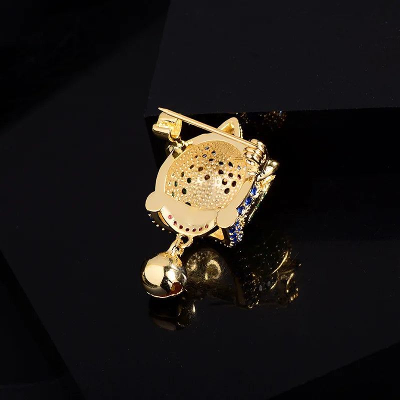 SUYU Chinese Style Small Bell Dance Lion Head Brooch Cute Gift Brooch For Women And Men Personalized Fashion Brooch