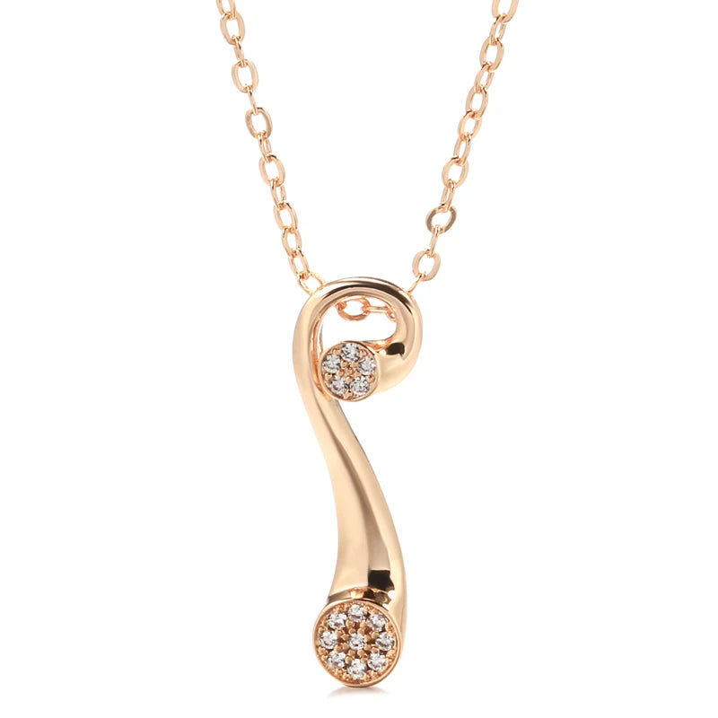 Wbmqda Fashion Geometric Metal Pendant And Necklace For Women 585 Rose Gold Color With White Natural Zircon 2023 Trendy Jewelry