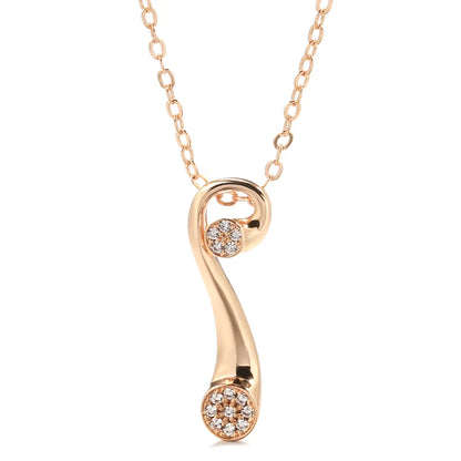 Wbmqda Fashion Geometric Metal Pendant And Necklace For Women 585 Rose Gold Color With White Natural Zircon 2023 Trendy Jewelry