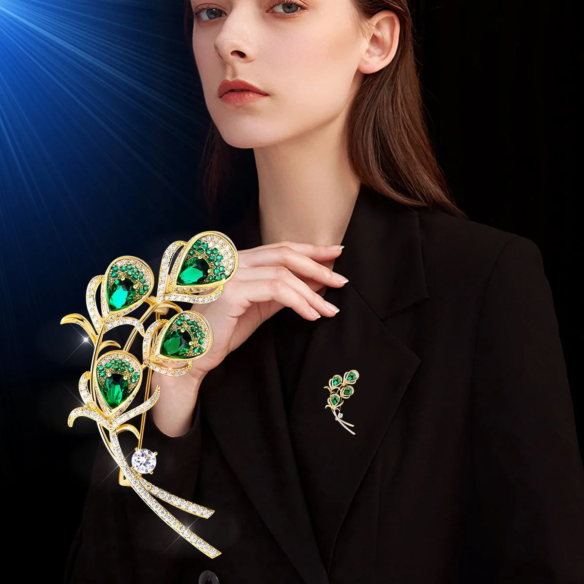 SUYU  New Peacock Feather Brooch Luxurious And Atmospheric Phoenix Feather Brooch Jacket Accessory