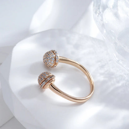 Wbmqda Fashion 585 Rose Gold Color Natuarl Zircon Open Ring For Women Unique Personalized Jewelry Accessories 2023 Trending