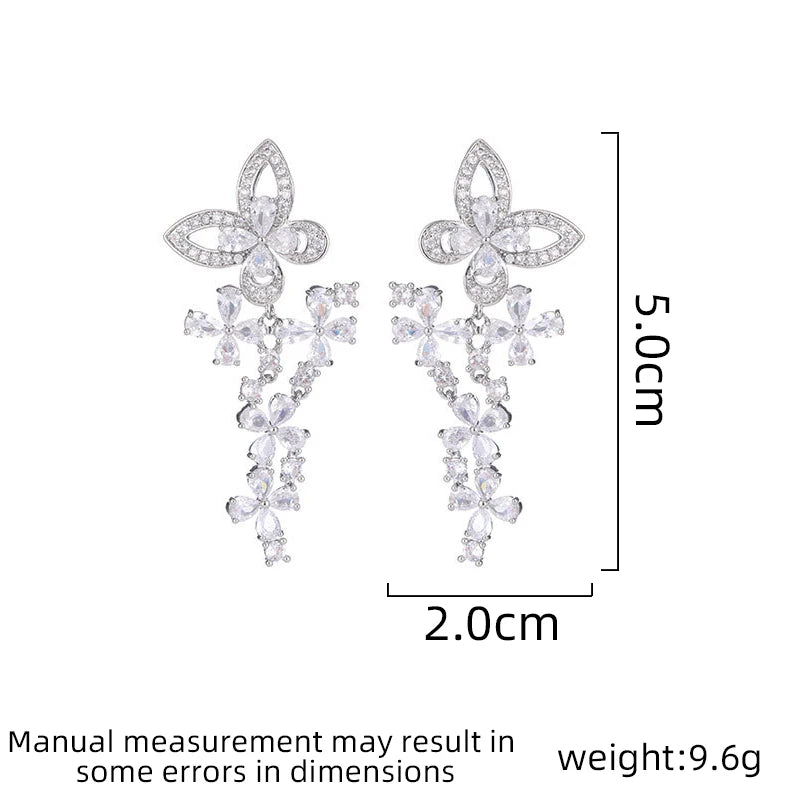 SUYU Women's Light Luxury Design Elegant Long Earrings Fashionable and Versatile Unique Design Feeling Tassel Butterfly Earrings