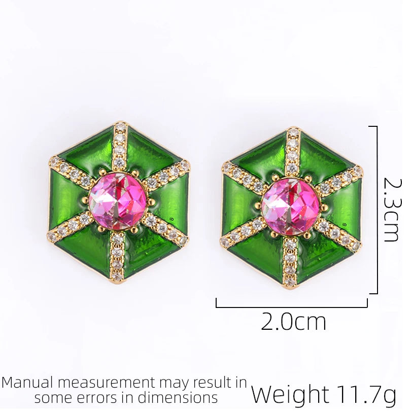 SUYU Summer Medieval Vintage Earrings Oil Dropped Enamel Geometric Fashionable Niche Women's Exquisite Earrings 2024 New Edition