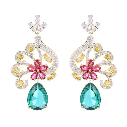 SUYU Ladies Light Luxury Design Elegant Water Droplet Peacock Earrings Fashion Versatile and Unique Design Sense Earrings