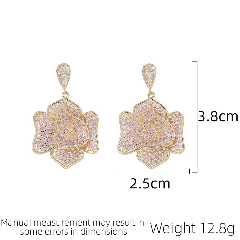 SUYU Earrings Fashion Women's Designer Light Luxury Flower Earrings With Micro Set Zircon For Daily Party And Festival Gifts