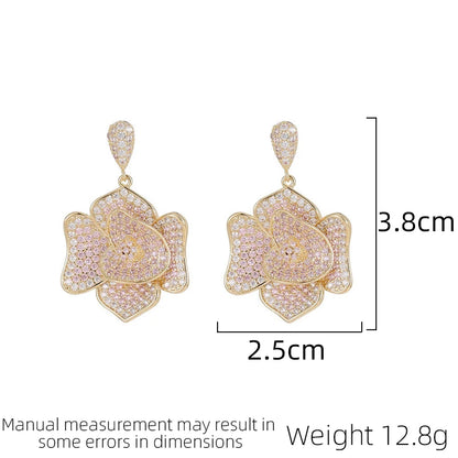 SUYU Earrings Fashion Women's Designer Light Luxury Flower Earrings With Micro Set Zircon For Daily Party And Festival Gifts