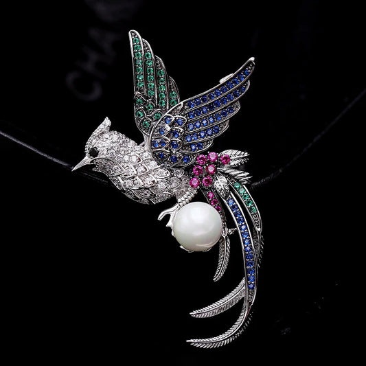 SUYU Fashion Imitation Pearl Brooch Animal National Style Retro Brooch Accessories Phoenix Bird Brooch