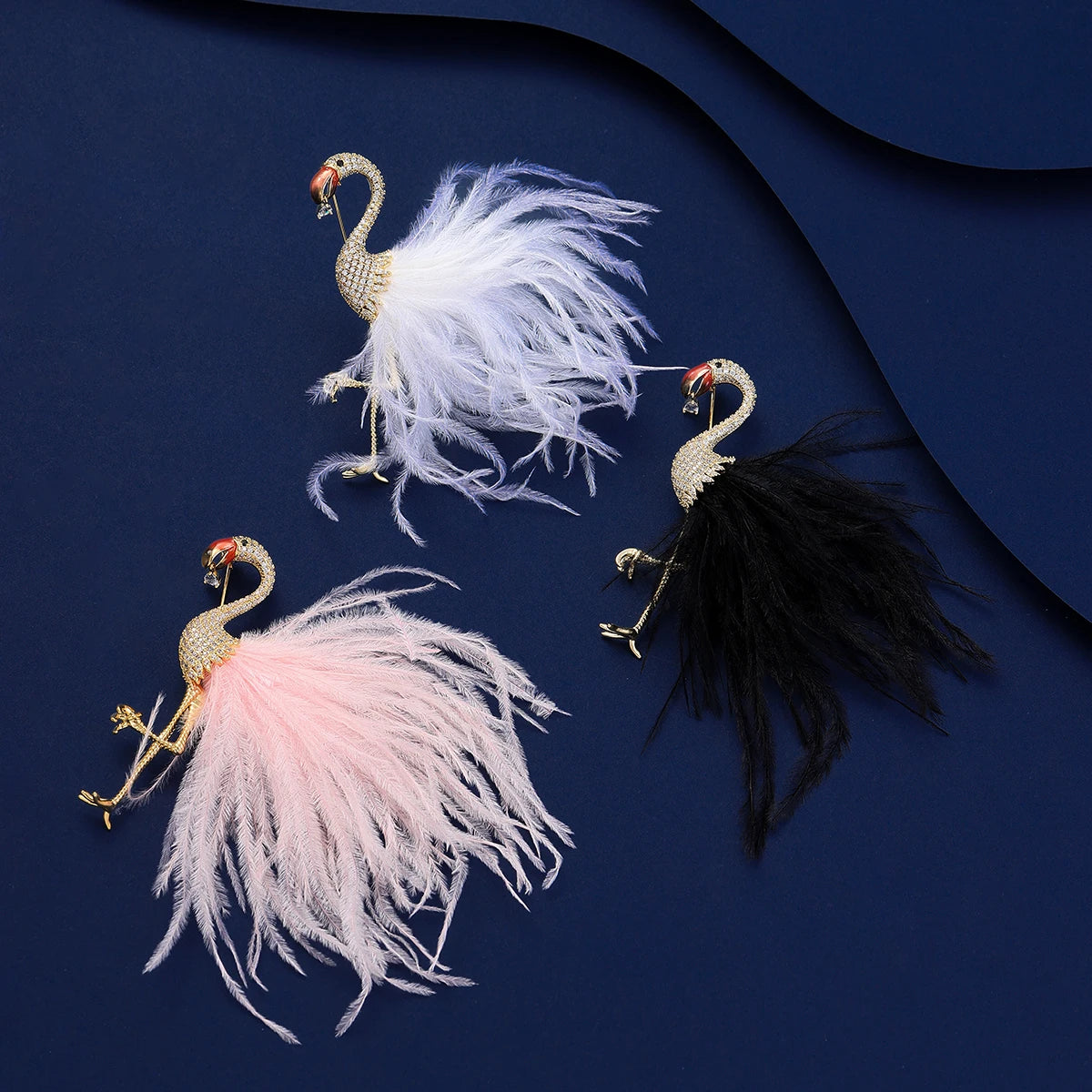 SUYU Fashion And Creative Design Of Clothing Flamingo Brooch Soft Feather Women's Luxurious Brooch Gift Pin