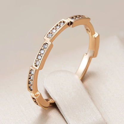 Wbmqda Stackable Geometric Zircon Ring For Women 585 Rose Gold Color Modern Fashion Style Daily Jewelry 2023 Trending