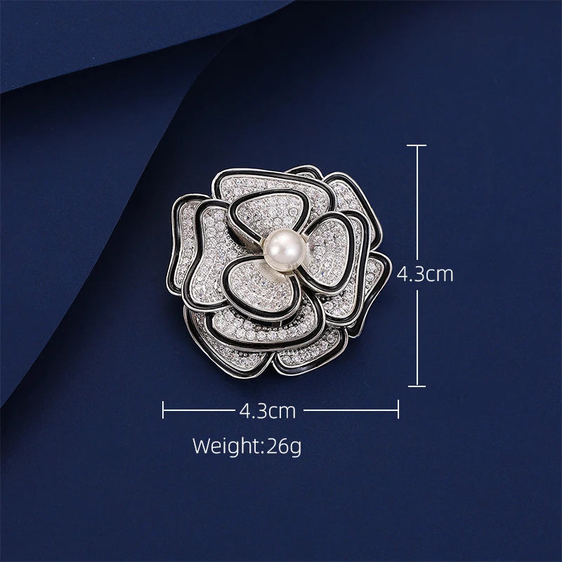 SUYU Autumn Daisy Artificial Pearl Women's Light Luxury Brooch Jewelry Set Clothing Decoration Camellia Pin Gift